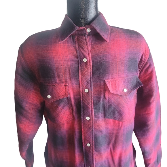 Mens Red Plaid Insulated Work Shirt S - Picture 2 of 5